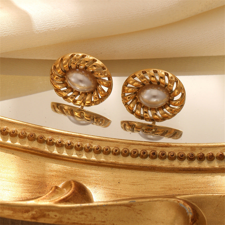 Wholesale Vintage Pearl Earrings Zircon C-Shaped Earrings ACC-ES-TaiYu002