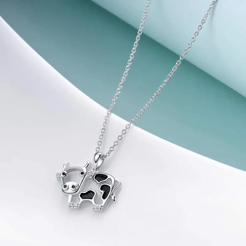 Wholesale cute cow hollow diamond pendant  necklace