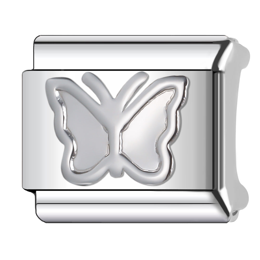 Wholesale Italian Charm Bracelet 9mm DIY Splicing Butterfly Stainless Steel Composable Bracelet