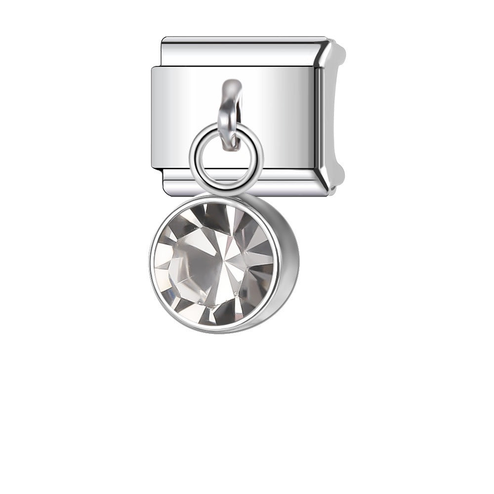 Wholesale Italian Charm Bracelet 9mm DIY Splicing Gemstone Pendants Stainless Steel Composable Bracelet