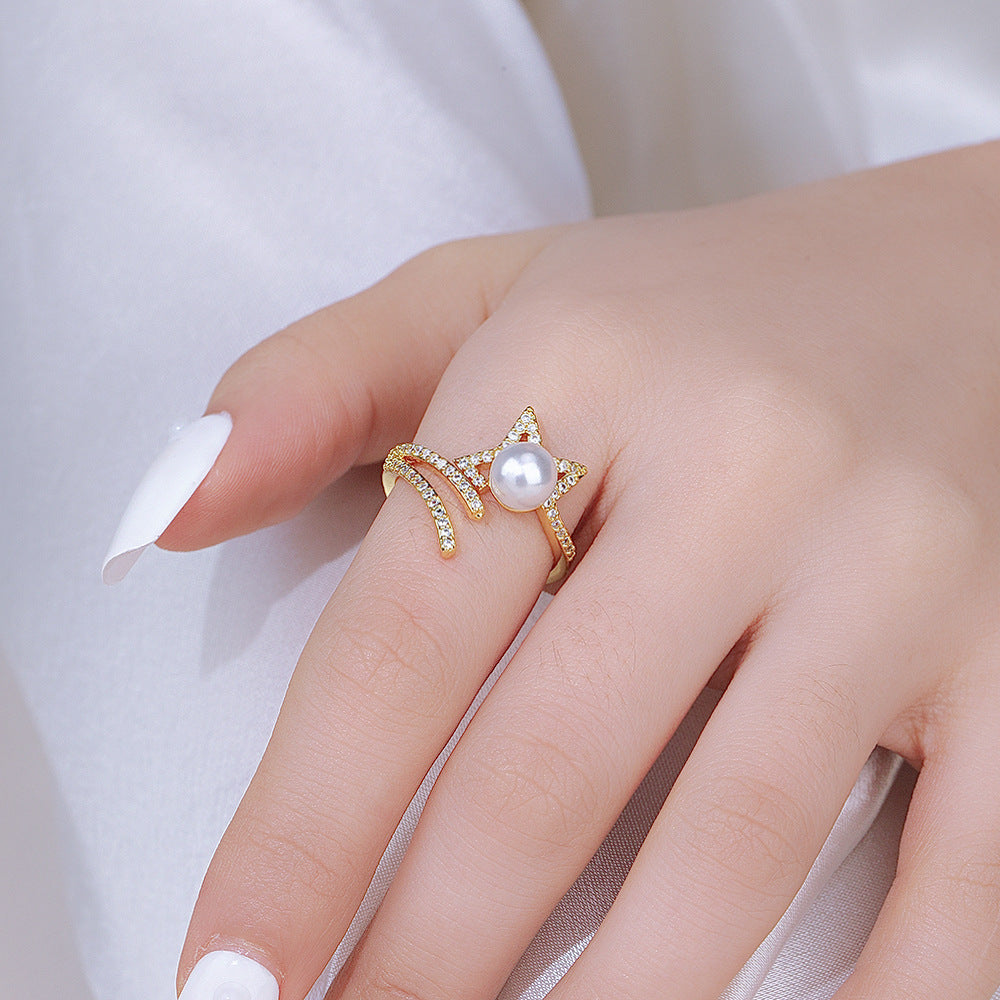 Wholesale Star Shaped Adjustable Zircon Ring Stylish Jewelry Accessory For Women Everyday Wear And Gift Boutique Resale