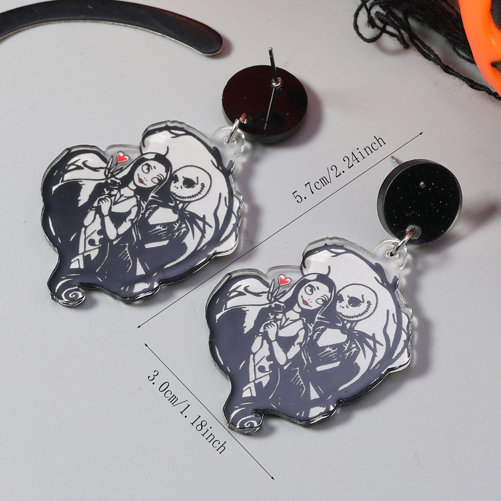 Wholesale Halloween Acrylic Nightmare Before Christmas Print Earrings ACC-ES-Haoc001