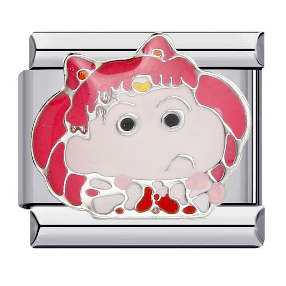 Wholesale Italian Charm Bracelet 9mm DIY Splicing Removable Gold Plated Oil Drop Cartoon Stainless Steel Composable Bracelet