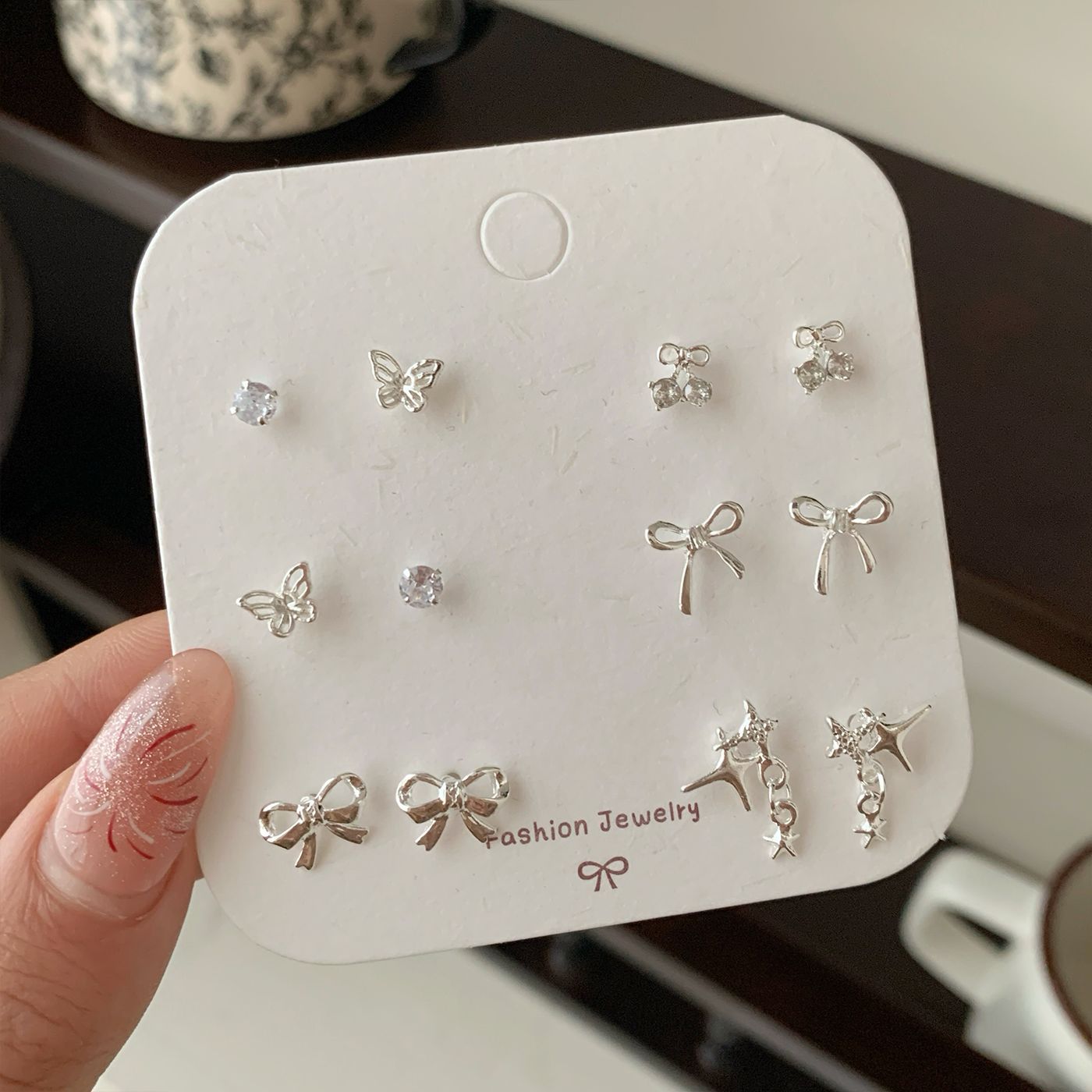 Wholesale Exquisite and Compact Mini Earring Set Silver Needle Earrings Simple Small Earrings