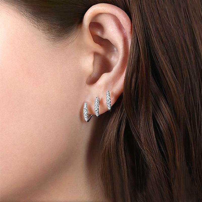 Wholesale Niche Design Three Claw Zircon Ear Studs Alloy Fashion Earrings
