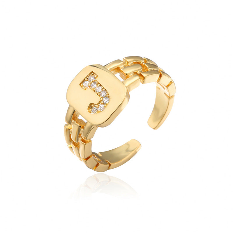 Wholesale 26 Letters Open Adjustable Ring ACC-RS-AoGu007