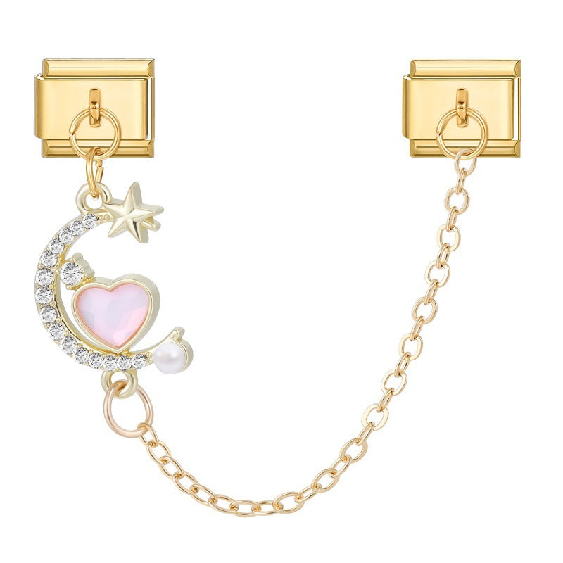 Wholesale Italian Charm Bracelet 9mm DIY Splicing Double Pendant Stainless Steel Composable Bracelet