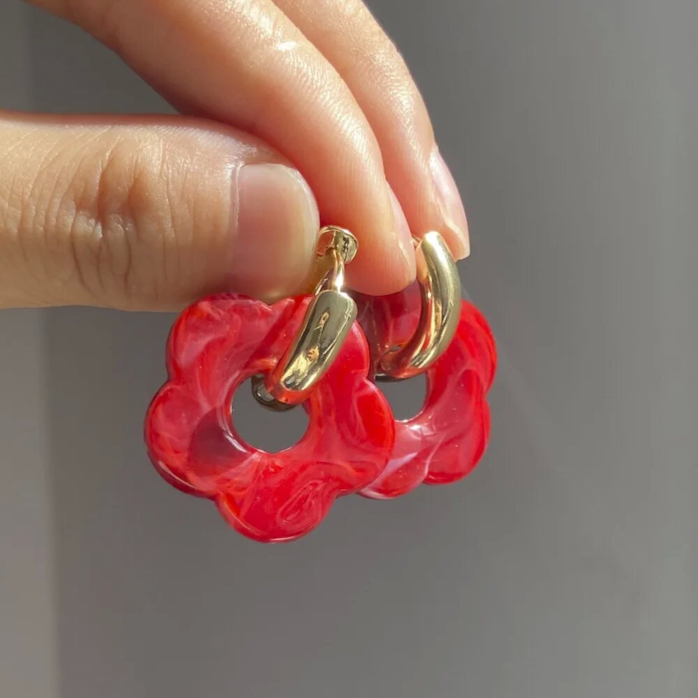 Wholesale Colorful Flower Acrylic Earrings