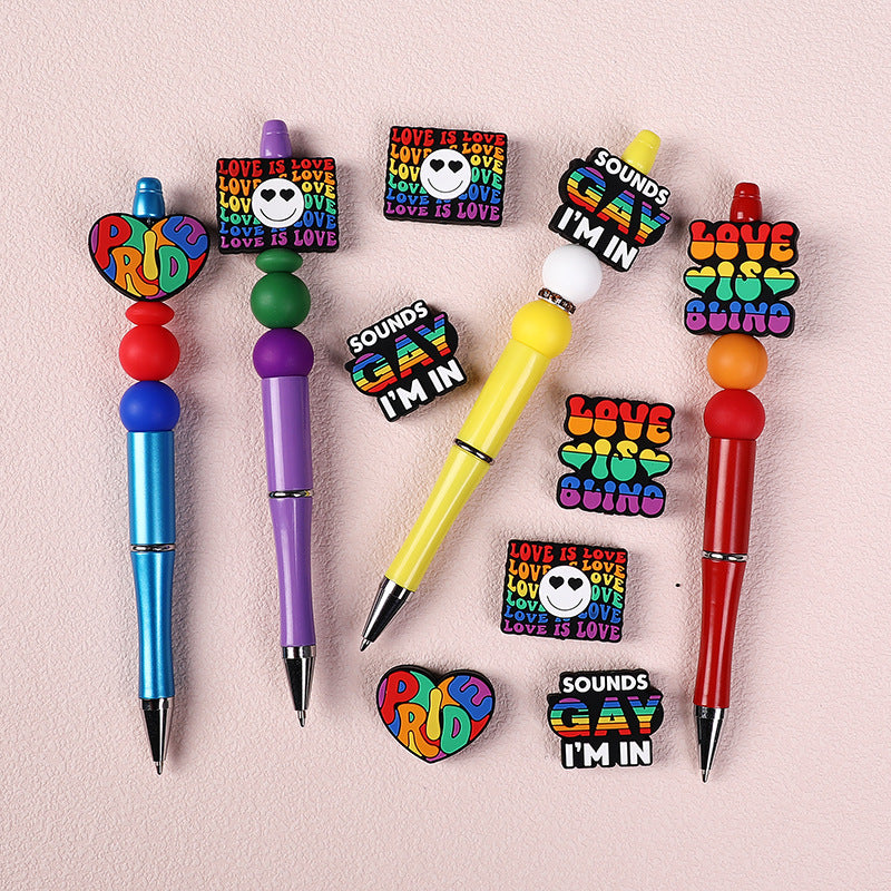 Wholesale 20pcs Rainbow Color Phrases Focal Beads DIY Bead Accessories