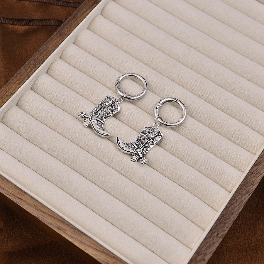 Wholesale  retro creative Western cowboy boot pendant  Shoes Charms