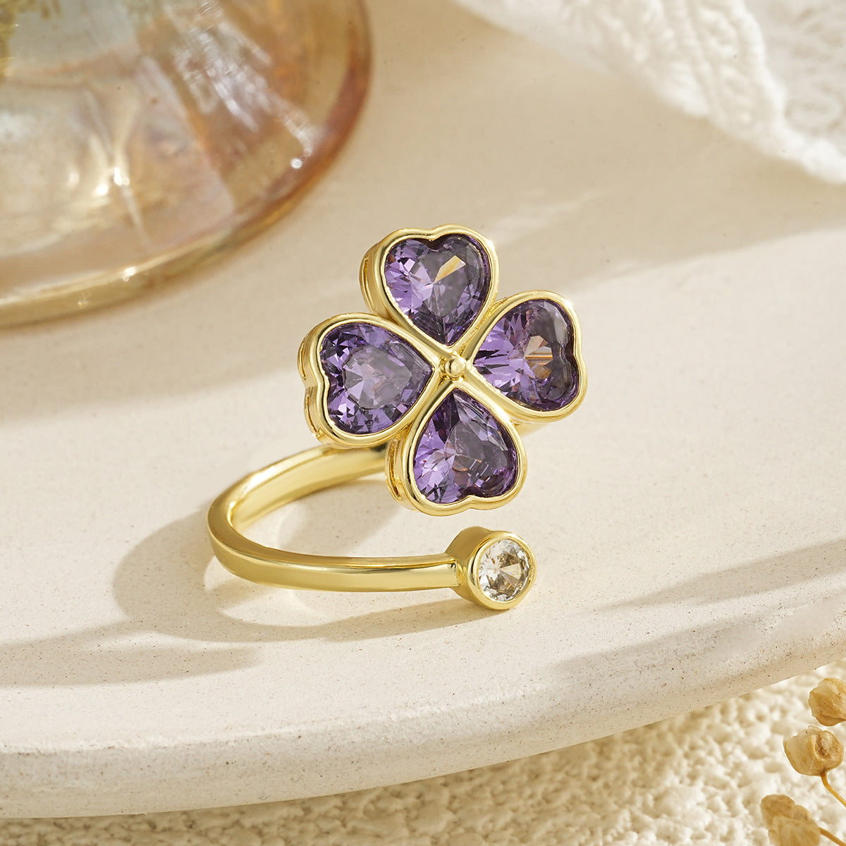Wholesale Trendy Copper Adjustable Ring with Colorful Zircon Tree of Life Design,  Fashion Jewelry Accessory for Daily Wear
