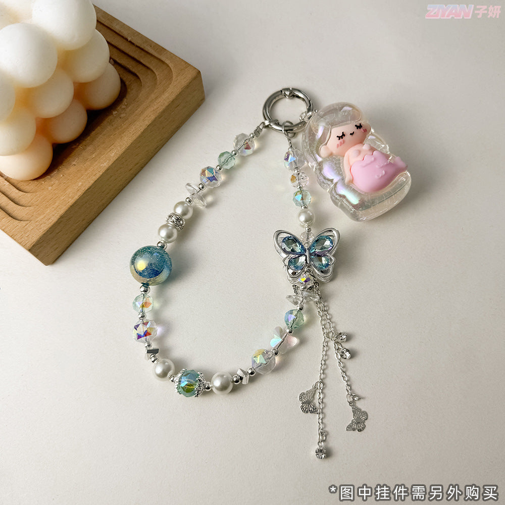 Wholesale Light luxury alloy butterfly lanyard keychain