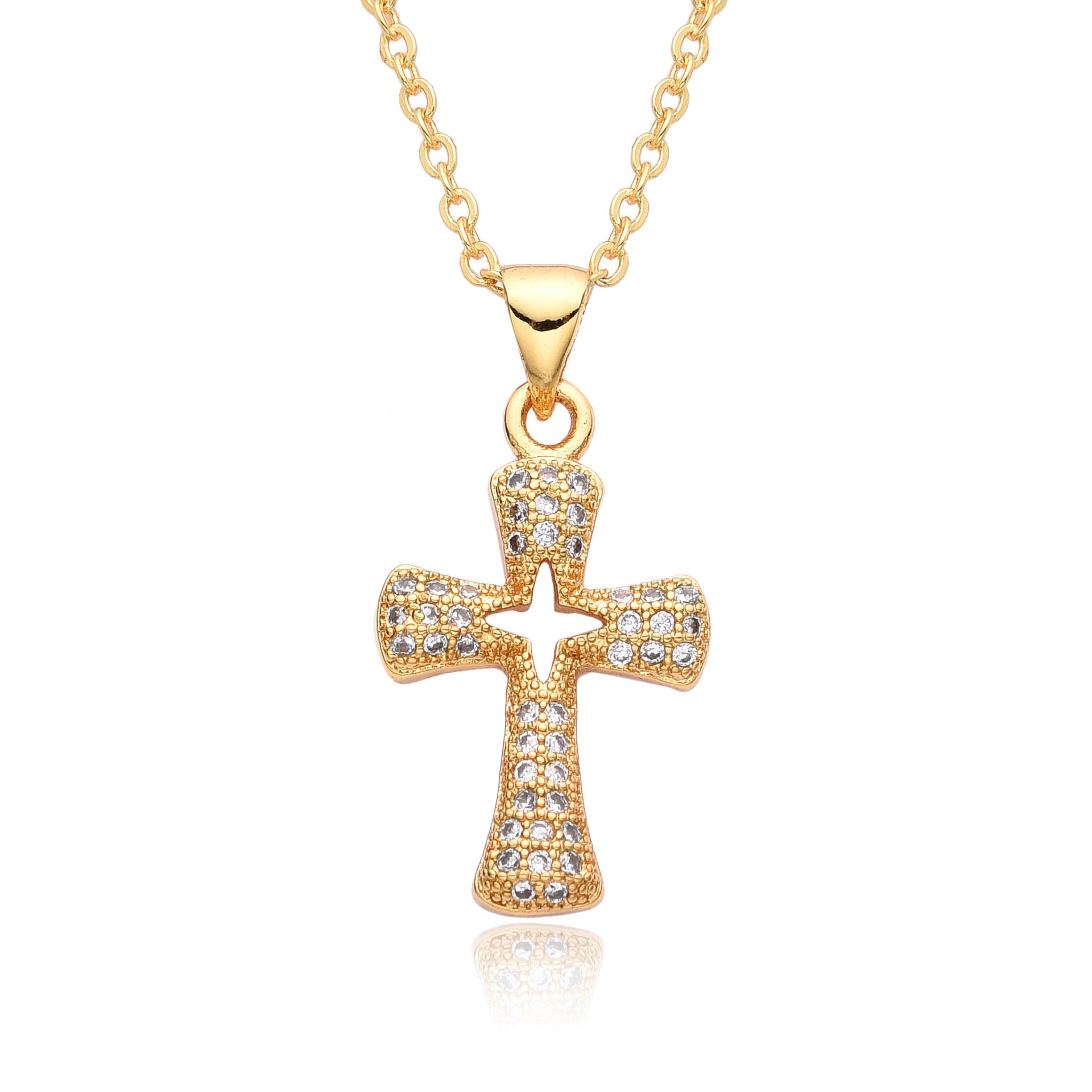 Wholesale Light luxury full diamond micro-inlaid temperament smart shining cross necklace