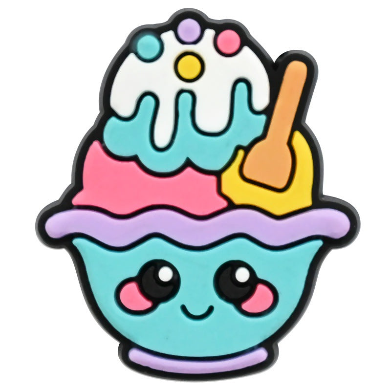 Wholesale Random 100pcs Cartoon Food Series  PVC Soft Rubber Shoe Buckle Decoration