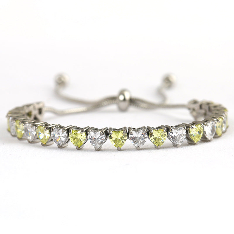 Wholesale  Titanium Steel Inlaid Zircon Stretch Bead Bracelet