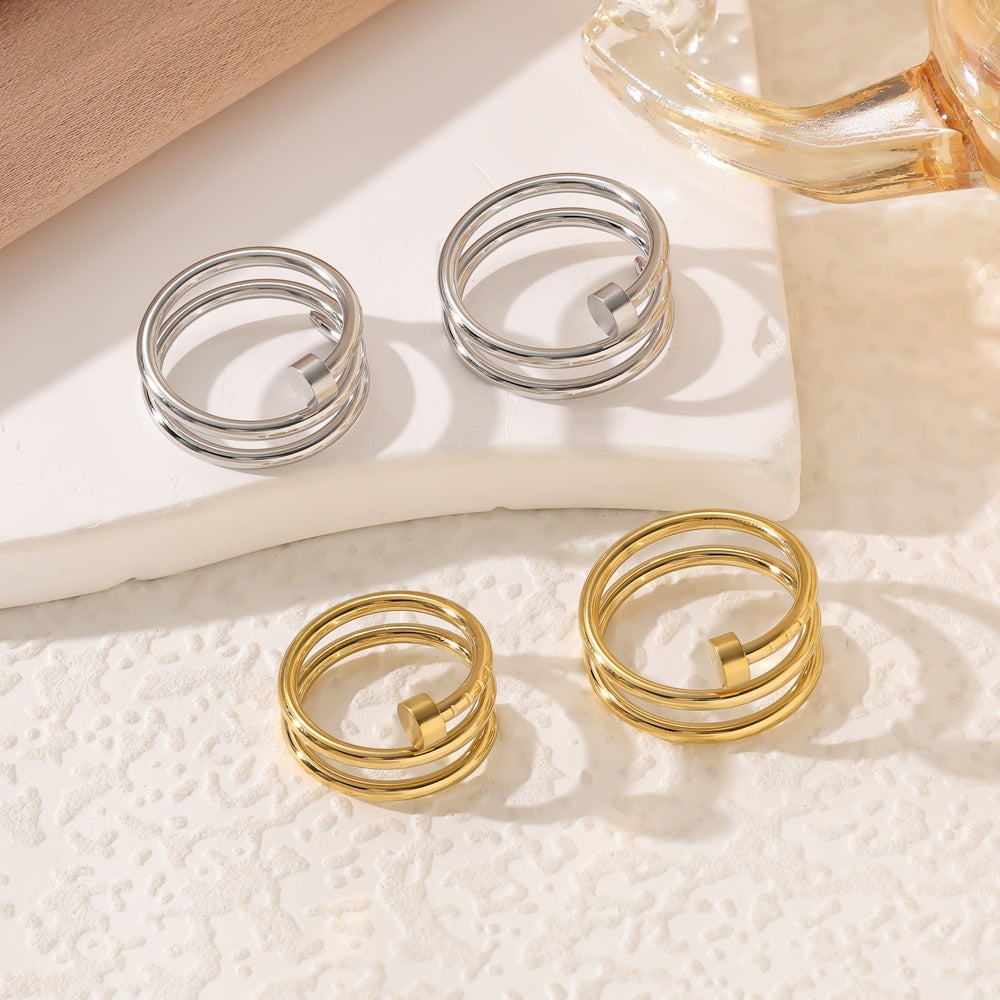 Wholesale Fashion Versatile Three-Ring Nail Ring for Women Light Luxury