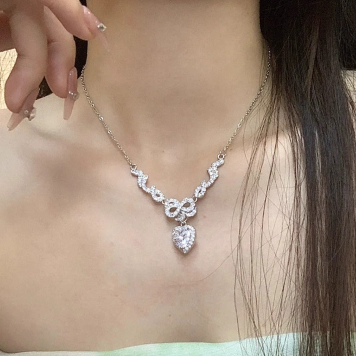 Wholesale Sweet heart zircon necklace