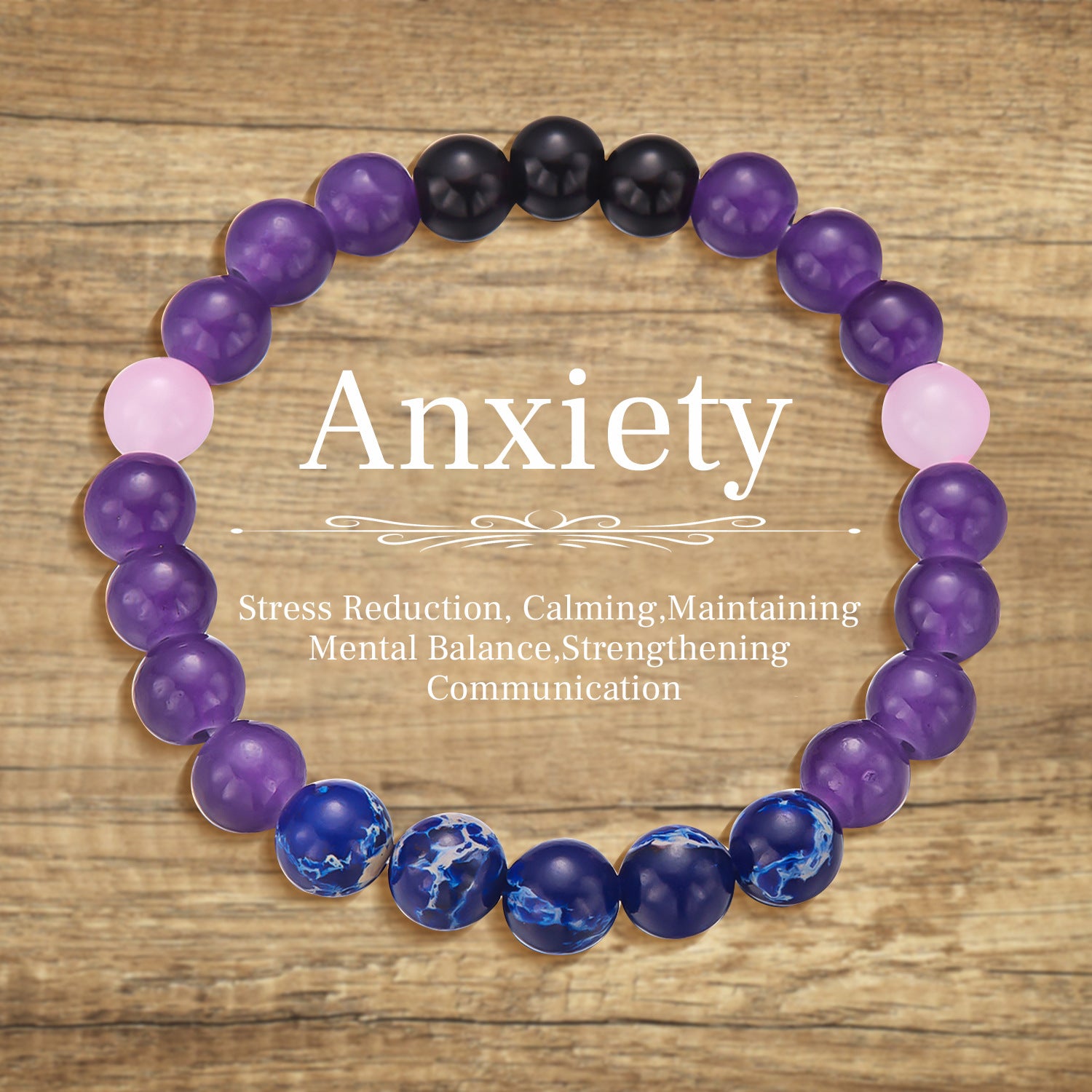 Wholesale Natural Stone Geometric Beaded Bracelet 8mm Natural Stone Elastic Bracelet