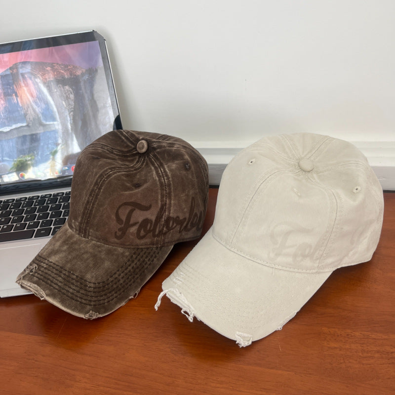 Wholesale Washed ripped print lettering baseball cap