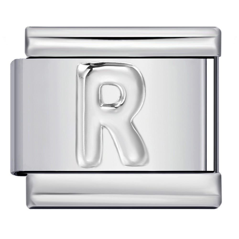 Wholesale  Italian Charm Bracelet 9mm DIY convex 26-letter  Creative Stainless Steel Composable Bracelet