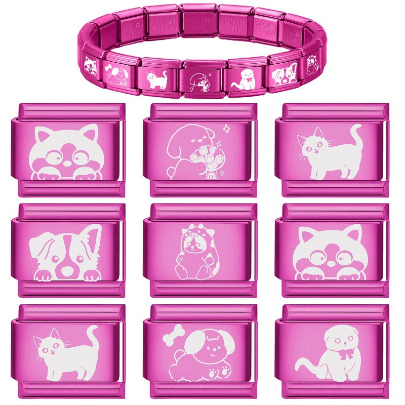 Wholesale 9mm Italian Charm Starter Bracelets DIY square Single Section Creative Stainless Steel Composable Bracelet