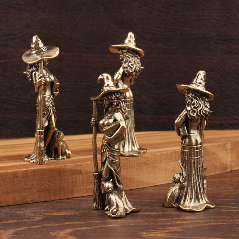 Wholesale Brass Moon Broom Witch Ornament American Style Decorative Resale