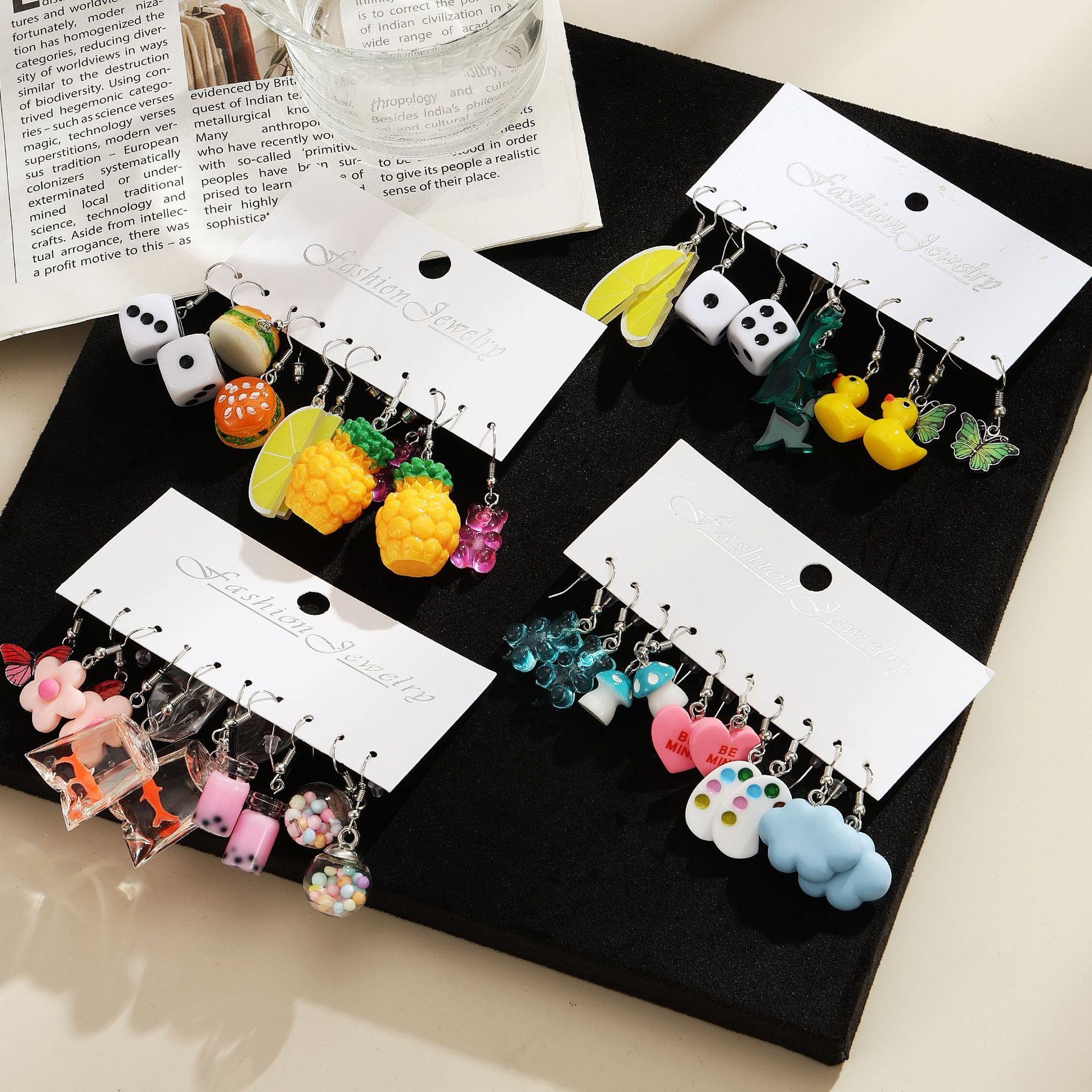 Wholesale 5pcs/set color acrylic earrings  white cloud flower earrings