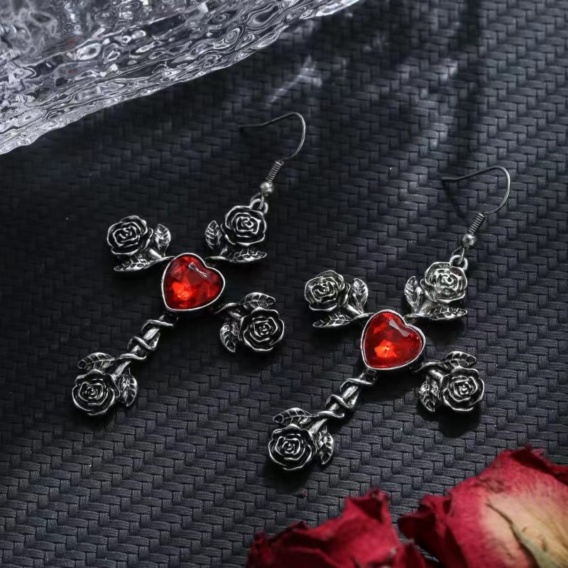 Wholesale Rose Diamond Cross Necklaces Earrings ACC-NE-XuanMo009