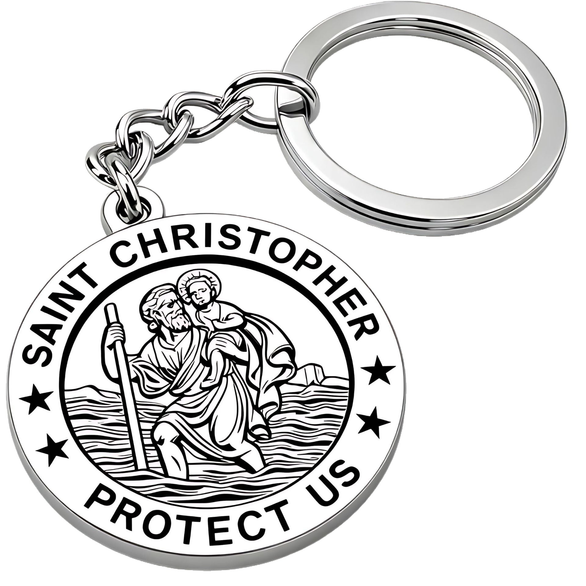 Wholesale St.  Christopher Stainless Steel Keychain