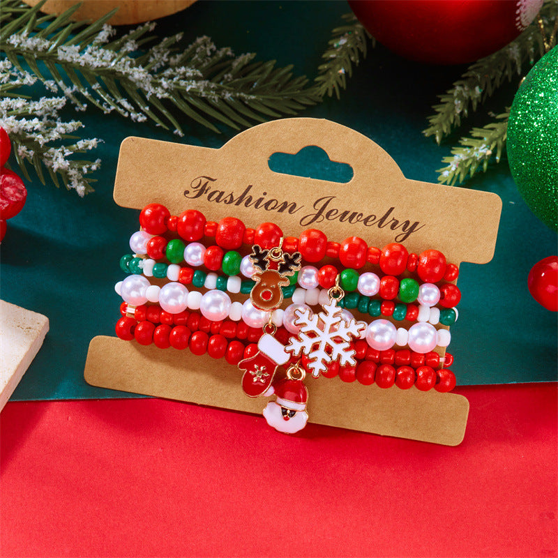 Wholesale Christmas soft ceramic multi-layer cartoon  bell bracelet