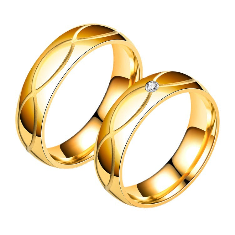 Wholesale stainless steel ring diamond-encrusted couple ring