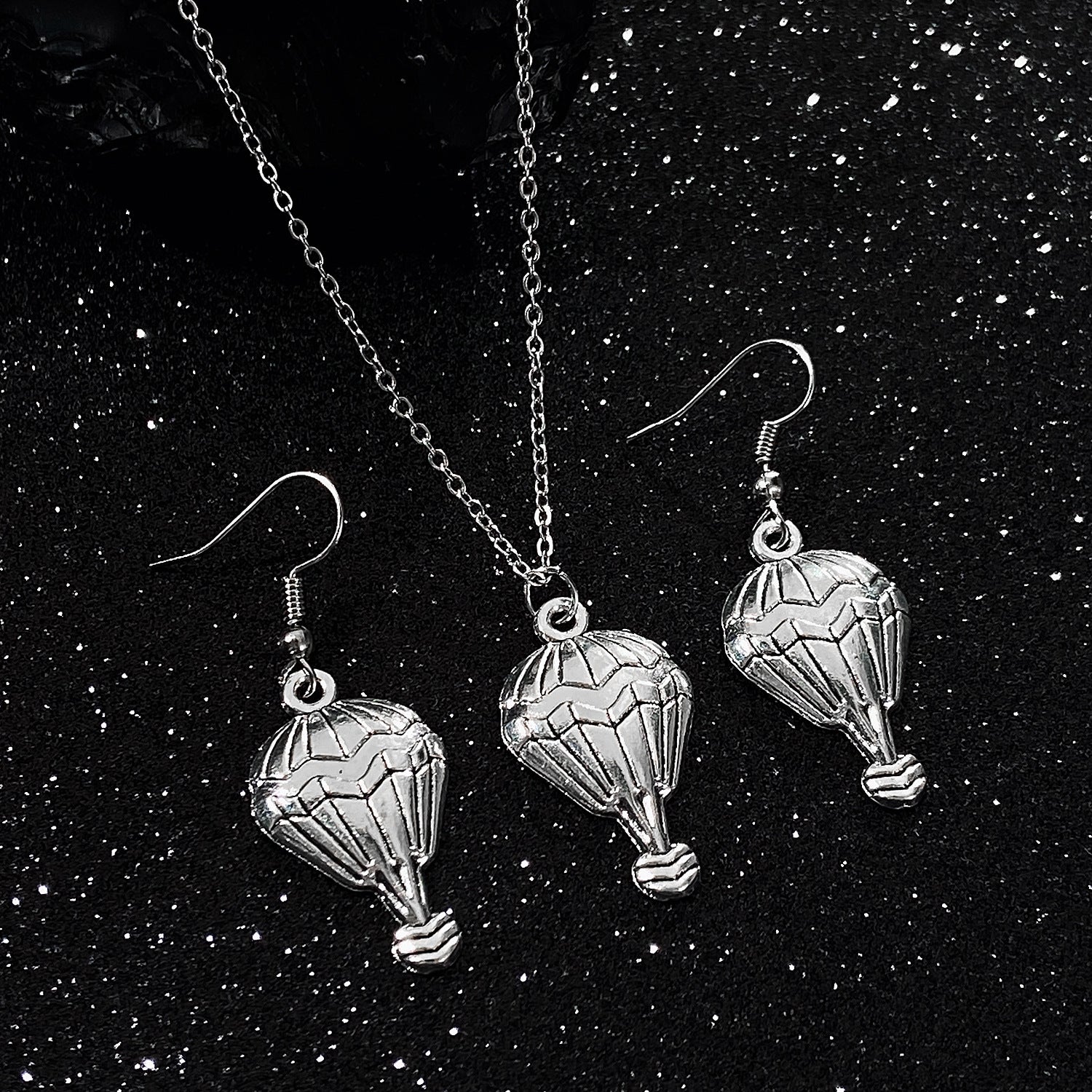 Wholesale Trendy Alloy Jewelry Set - Cup Hot Air Balloon Teeth Earrings and Necklace,  Fashion Accessory for Resale
