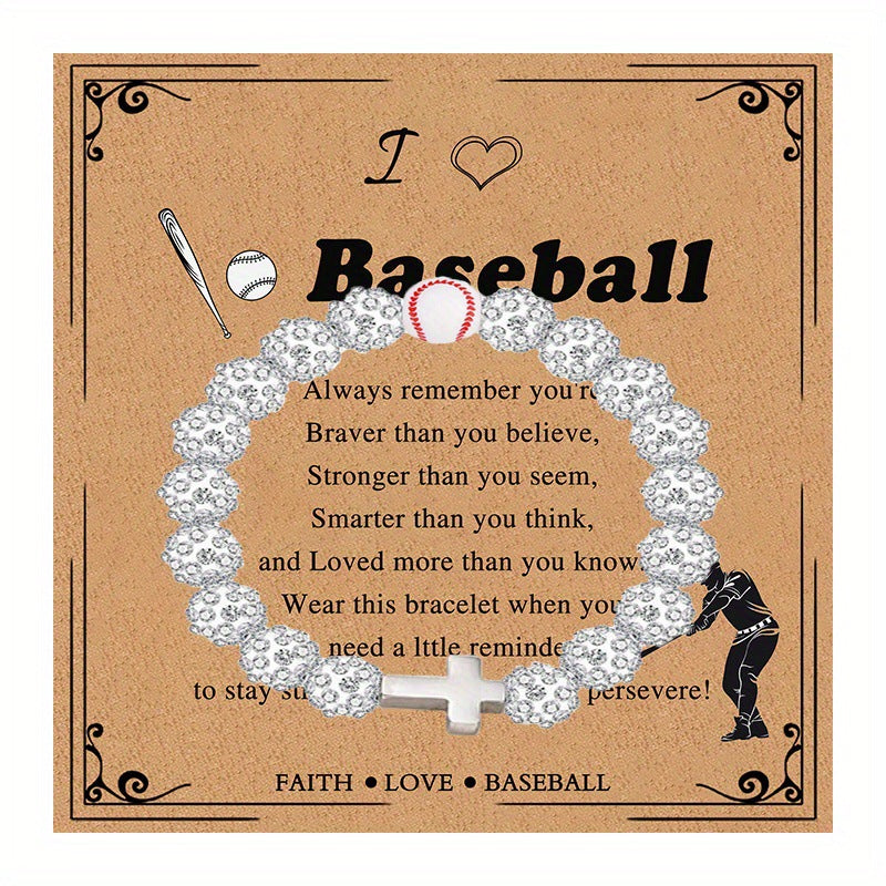 Wholesale sports style baseball full diamond cross bracelet