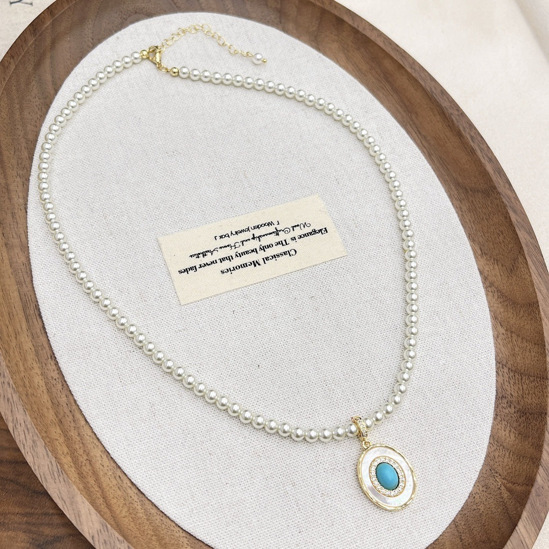 Wholesale  Luxury Shell Turquoise Pearl Pendant Necklace