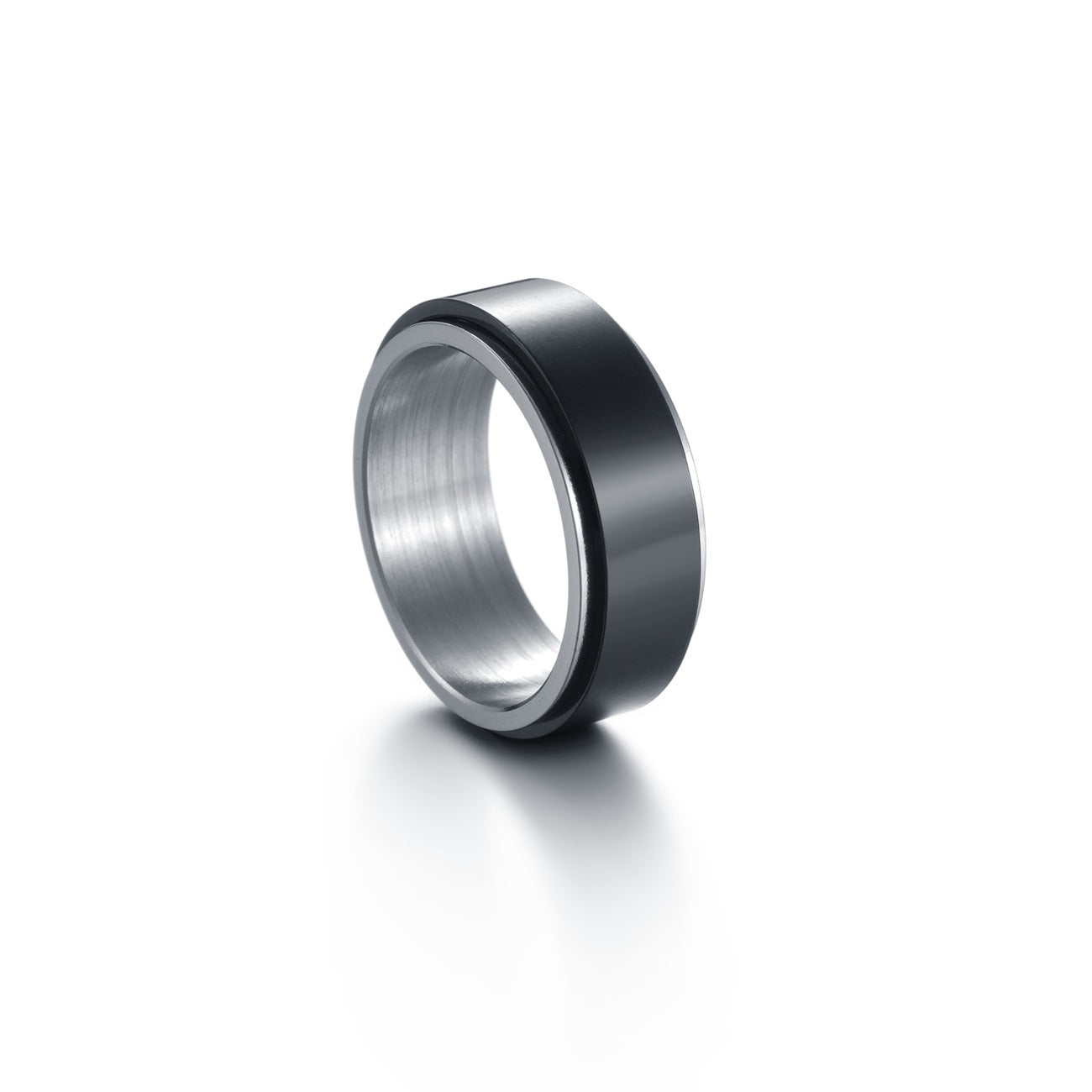 Wholesale  8MM width titanium steel rotating men's ring
