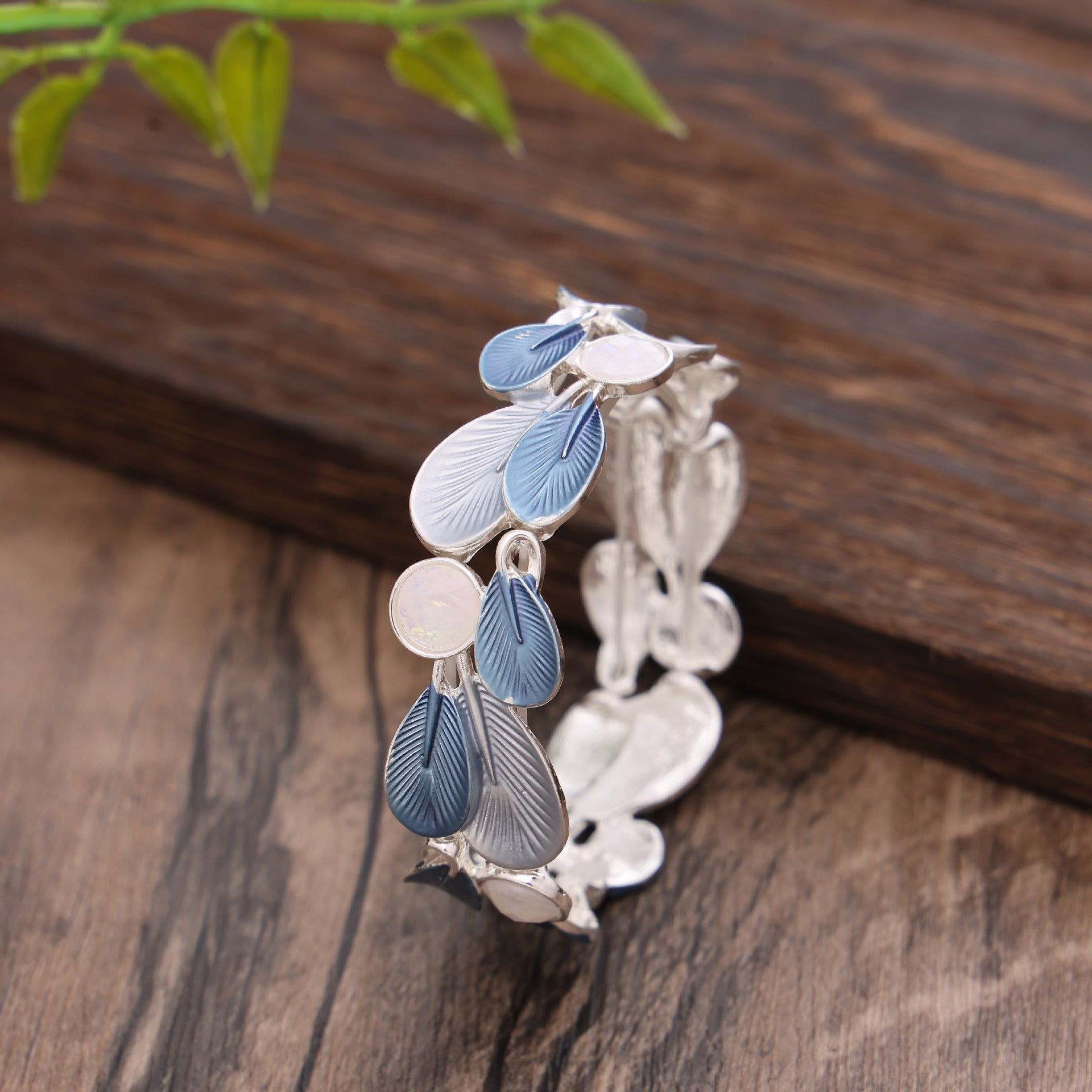 Wholesale  Color Feather Stitching Alloy Bracelet