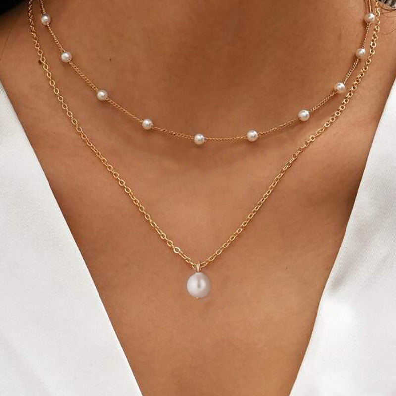 Wholesale Pearl Heart Multi-layer Necklace