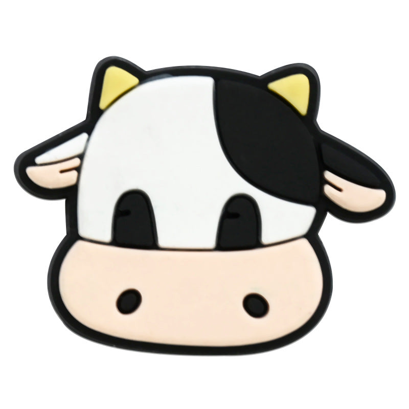Random 100pcs Cute Cow PVC Soft Rubber Shoe Buckle Decoration ACC-SC-RYY067