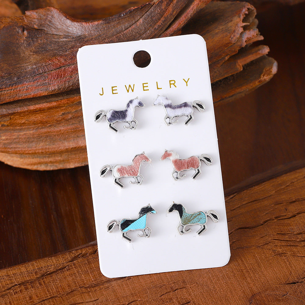 Wholesale Cow Sheep and Horse Spotted Alloy Earrings