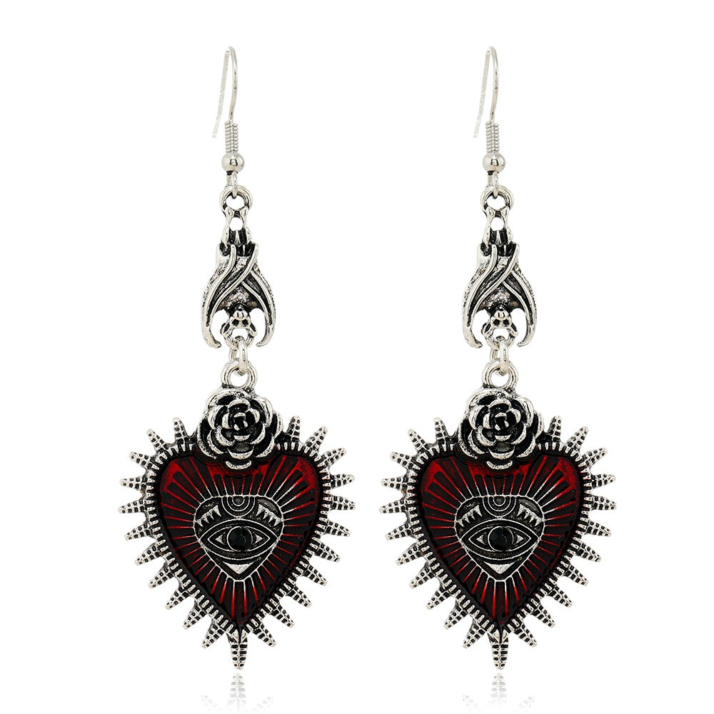 Wholesale Gothic Punk Heart Bat Earrings - Alloy Electroplated,  Jewelry Accessory for Boutique Resale
