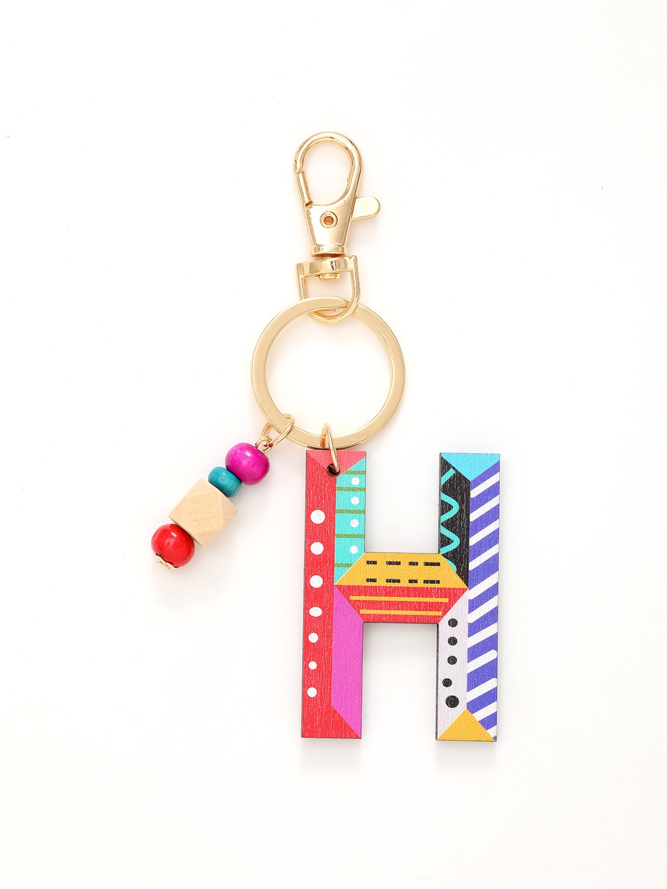 Wholesale Trendy Alphabet Bead Keychain Wooden Car Key Accessory Gift Boutique Resale