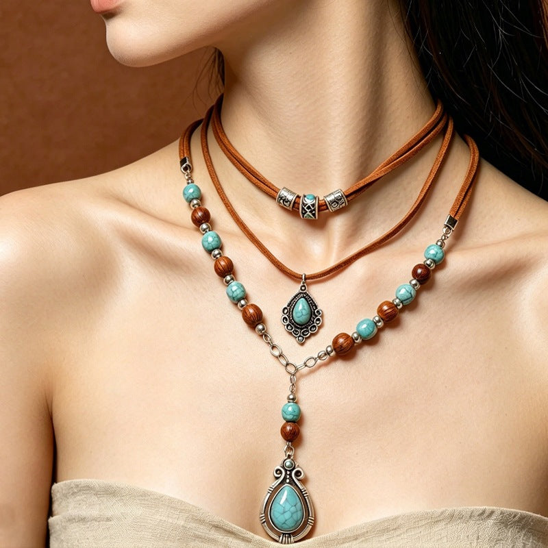 Wholesale Bohemian Vintage Layered Beaded Necklace Set,  Fashion Layering Jewelry Accessory for Women,  Gift