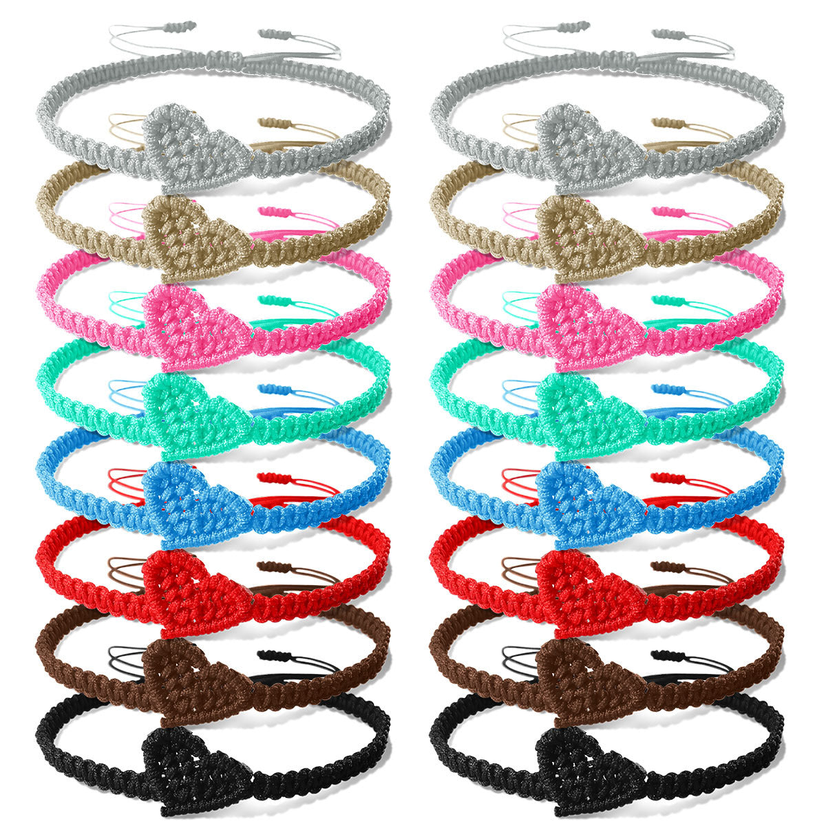 Wholesale Black Rope Handmade Woven Couple Bracelet Love Heart Design Jewelry Accessory For Valentine S Or Friendship Gift