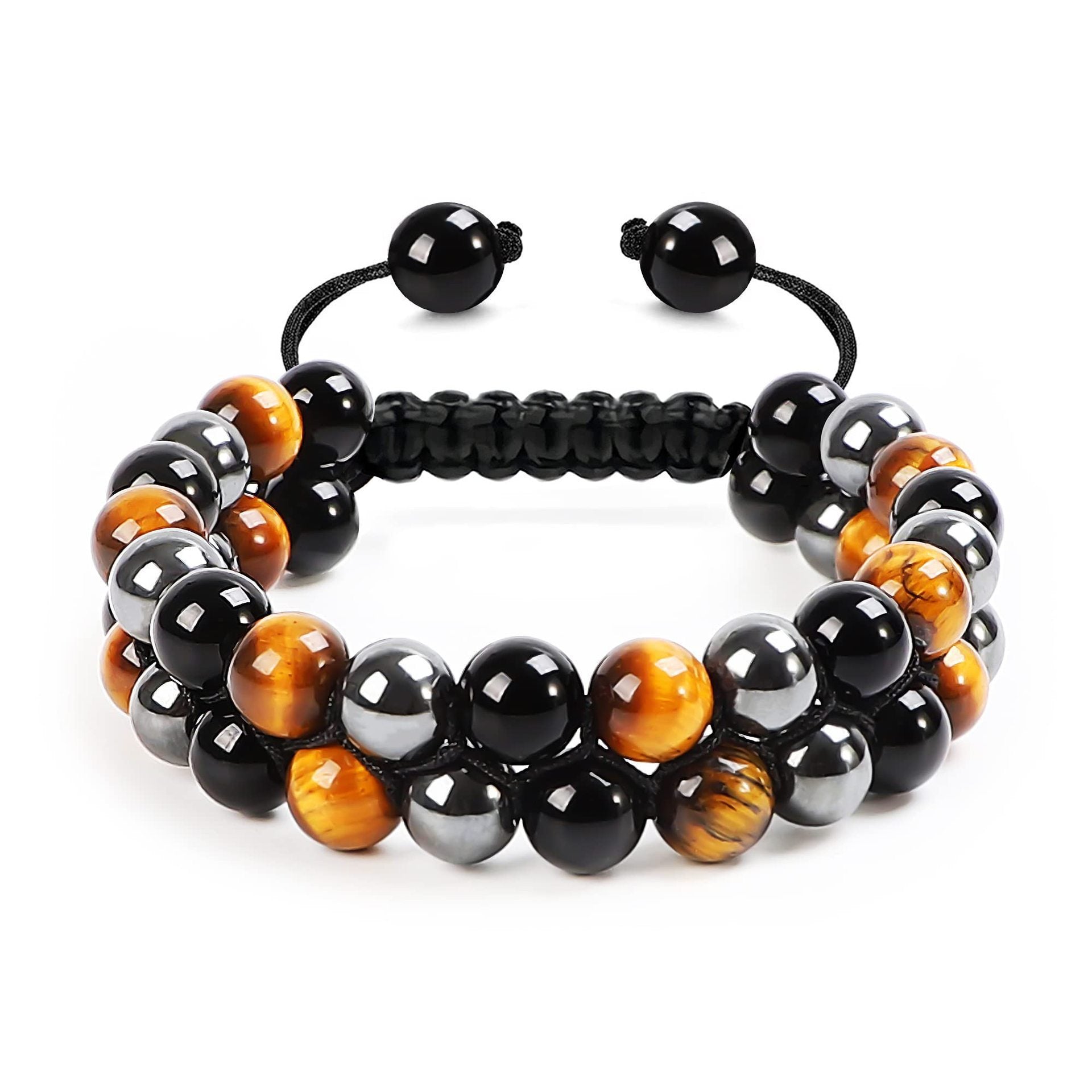 Wholesale Natural Tiger Eye &  Hematite Double Row Bracelet,  Handmade Unisex Everyday Gift Jewelry