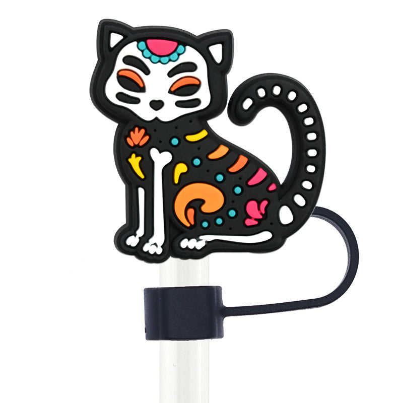 Wholesale Random 100pcs Cartoon Animal 10mm PVC Soft Straw Tube Cap ACC-SCR-RYY098