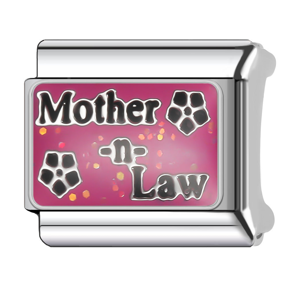 Wholesale Italian Charm Bracelet 9mm DIY Splicing English Series Cute Cartoon Stainless Steel Composable Bracelet