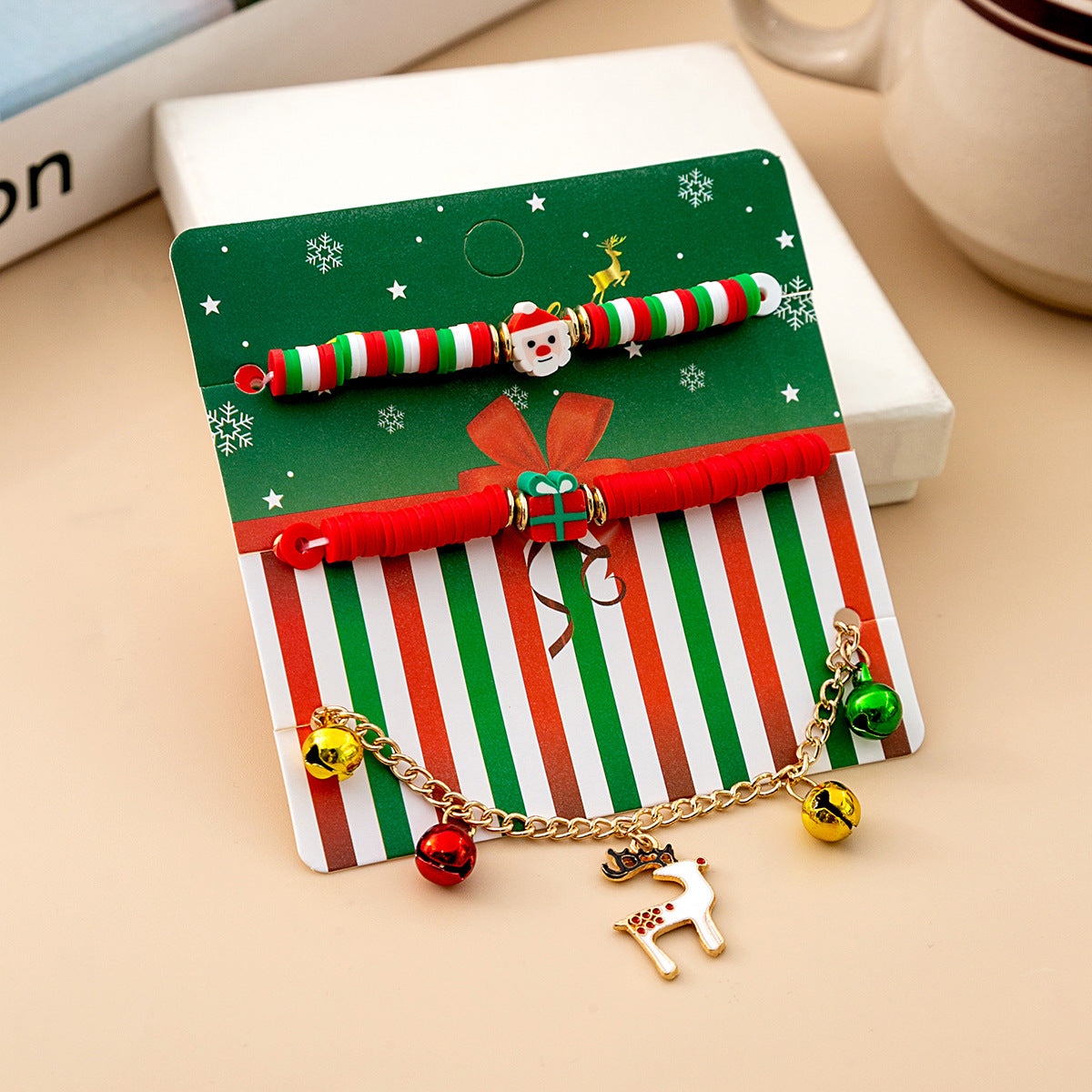 Wholesale Christmas Cartoon Oil Dripping Elk Bell Bracelet ACC-BT-MDD004