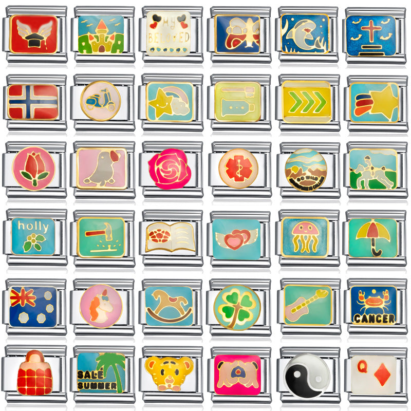 Wholesale Italian Charm Bracelet 9mm DIY Splicing Cute Creative Pendant Stainless Steel Composable Bracelet