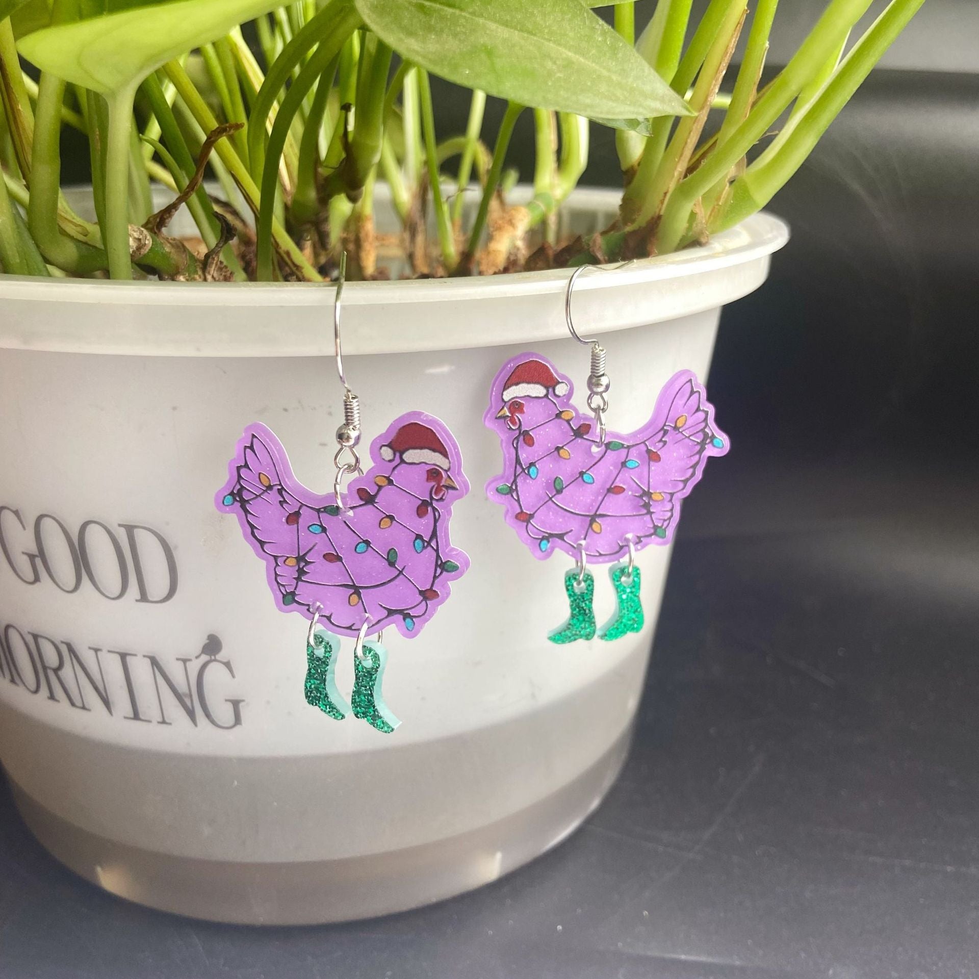 Wholesale Christmas Colorful Rooster Acrylic Earrings