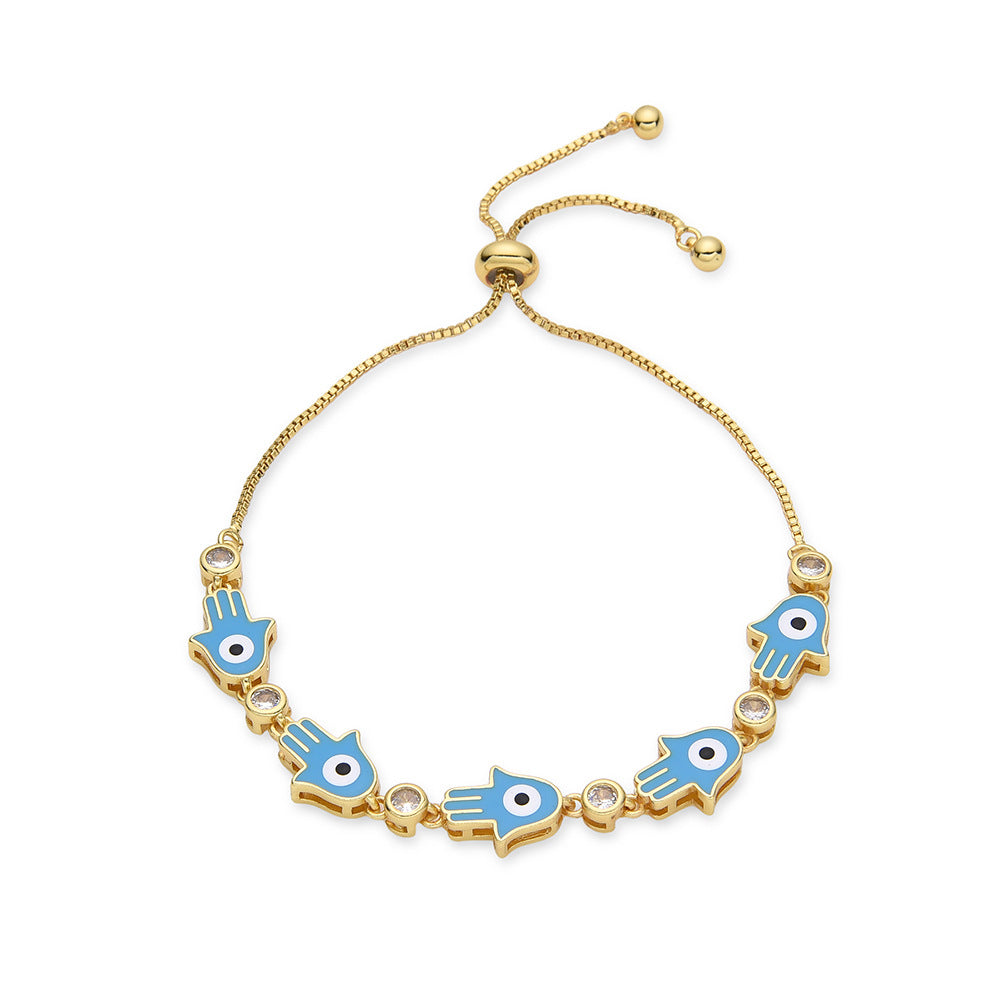 Wholesale Micro-inlaid Zircon Palm Oil-dripping Devil' s Eye Bracelet